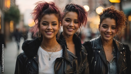 Young punk women smilling in the city