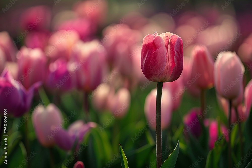 Ethereal Close-Up of a Pink Tulip in Soft Focus Garden Ethereal Close-Up of a Pink Tulip in Soft Focus Garden