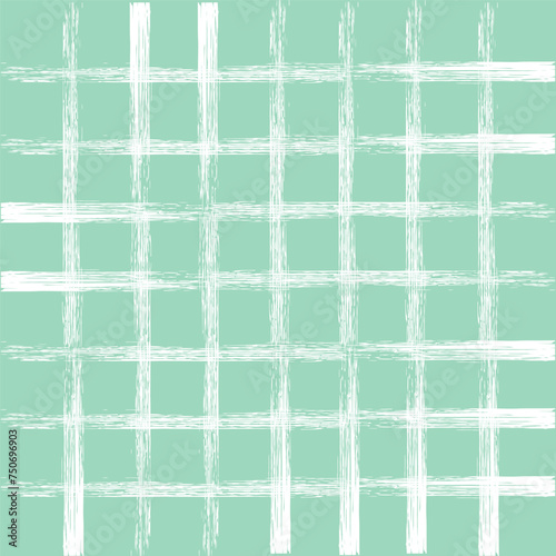 Vector hand drawn cute wavy checkered green pattern. Doodle Plaid brush crayon simple texture. Crossing squiggle lines. Abstract cute delicate pattern ideal for fabric.