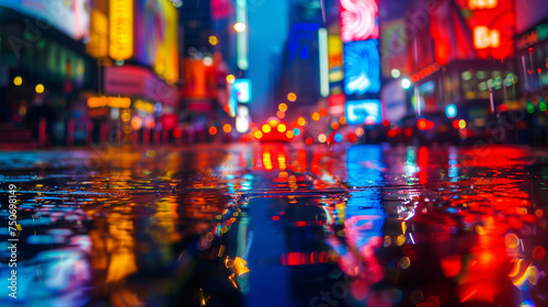 Neon Reflections: Rainy Urban Nightscape