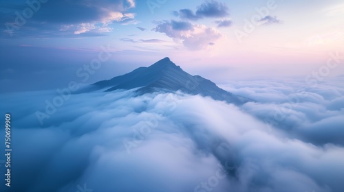 Mountain Rising Above the Clouds. Shot of the Natural World