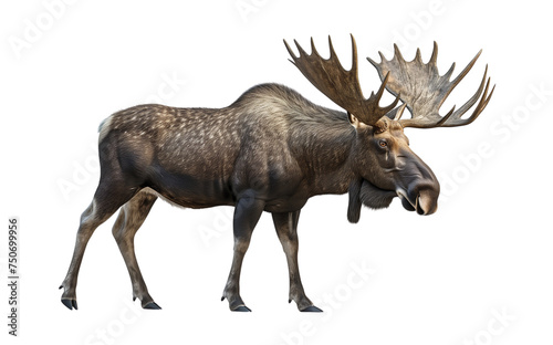 A moose deer isolated on a transparent or white background. PNG. sitting or walking moose. © Lahiru