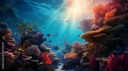 Landscapes of the underwater world Created with Generative AI technology.
