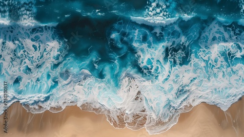 Ocean waves breaks on beach shore © hardqor4ik