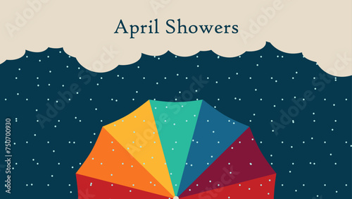 Umbrella in the rain, April showers concept design, vector illustration