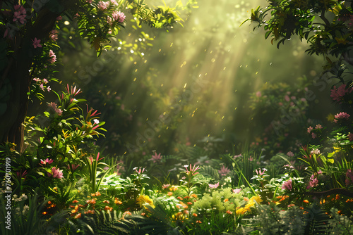 Sunlight Piercing Through the Forest Canopy