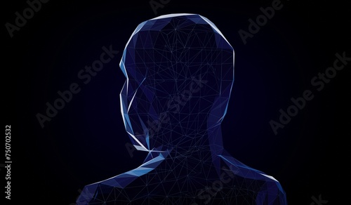 Geometrical wireframe man face - 3D illustration