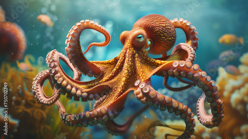 Octopus in the sea.  © Vika art