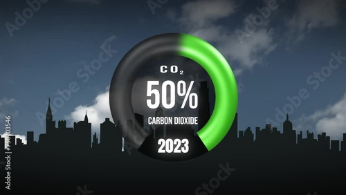 Digital dashboard show a percentage drop down to 0 percentage CO2.