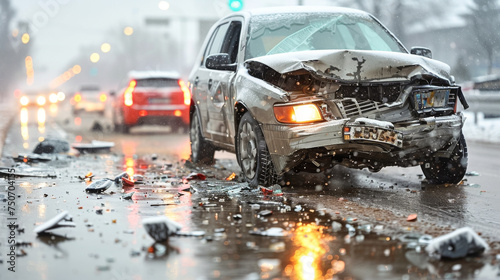 Car accident crashes injuries and fatalities on the common road car safety and driver errors © Ai-Pixel