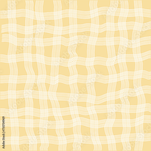 Vector hand drawn cute checkered pattern. Doodle Plaid geometrical simple texture. Crossing lines. Abstract cute delicate pattern ideal for fabric, textile, wallpaper