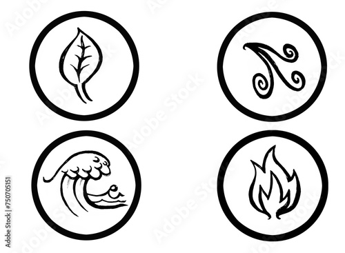 Four elements icon set