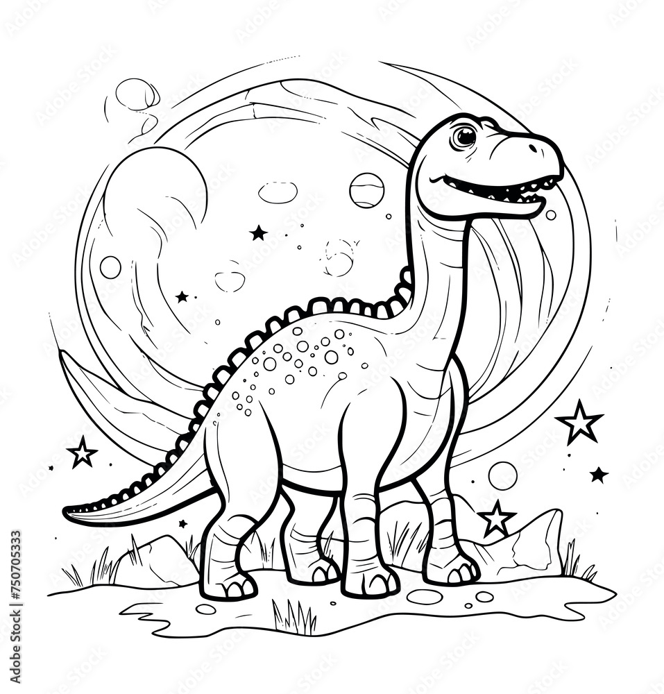 Dinosaur illustration coloring page - coloring book for kids