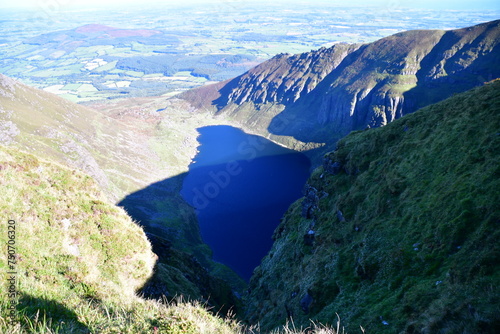 View to Coumshingaun lake from the top of the Comeragh mountain