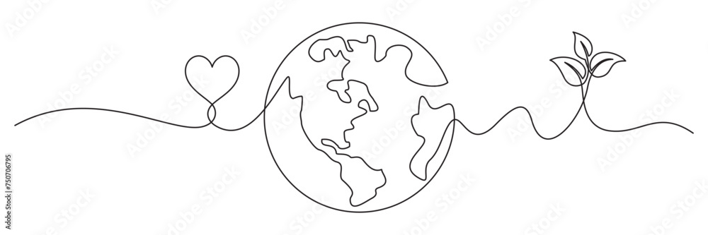 earth continuous line vector