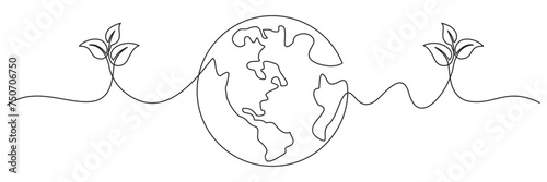 earth continuous line vector