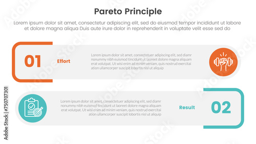 pareto principle comparison or versus concept for infographic template banner with round rectangle box stack with two point list information