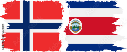 Free Download Costa Rica and Norwegian grunge flags connection vector - GFXLoad