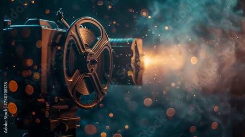 Old film projector lights up with stardust's twinkle