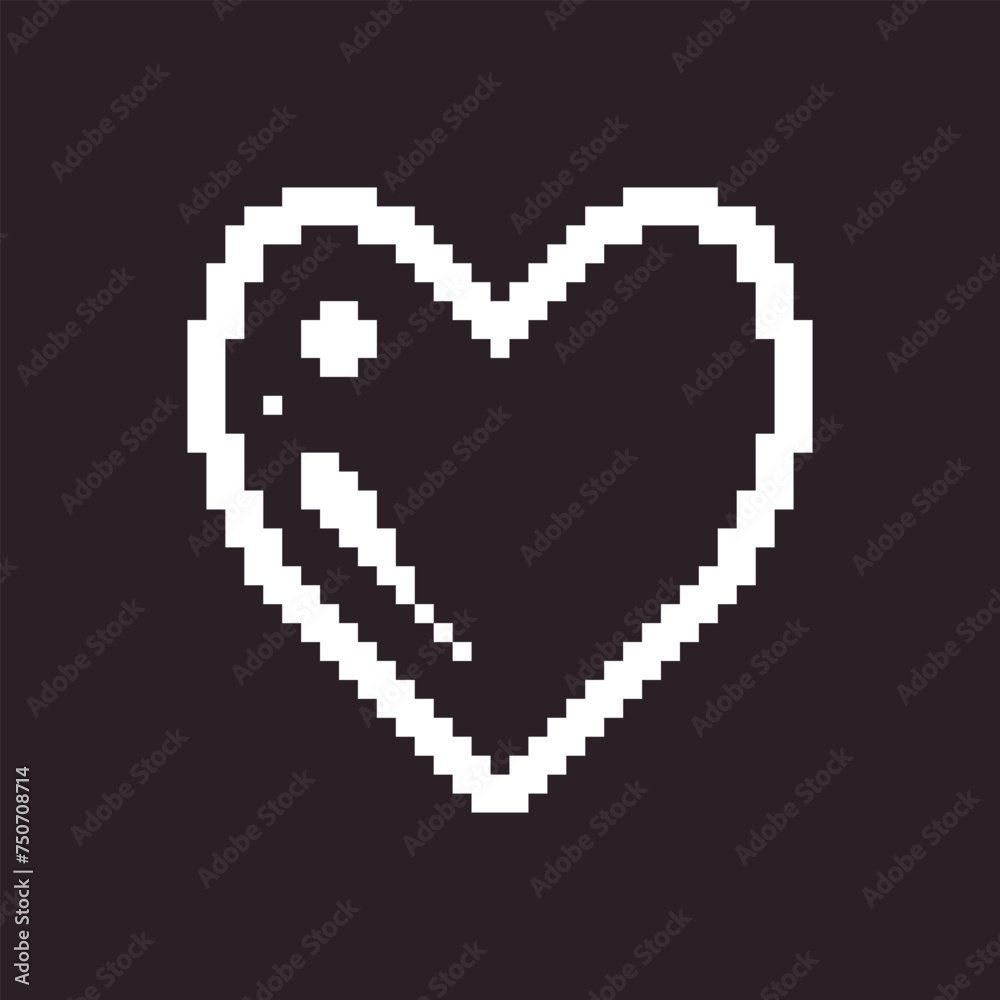 black and white simple flat 1bit pixel art abstract soap bubble heart icon black and white simple flat 1bit pixel art abstract soap bubble heart icon
