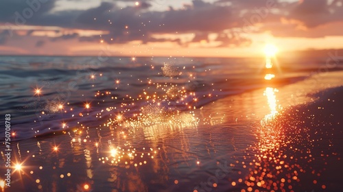 Twilight beach scene lit by the warm glow of celebratory sparklers © PRI