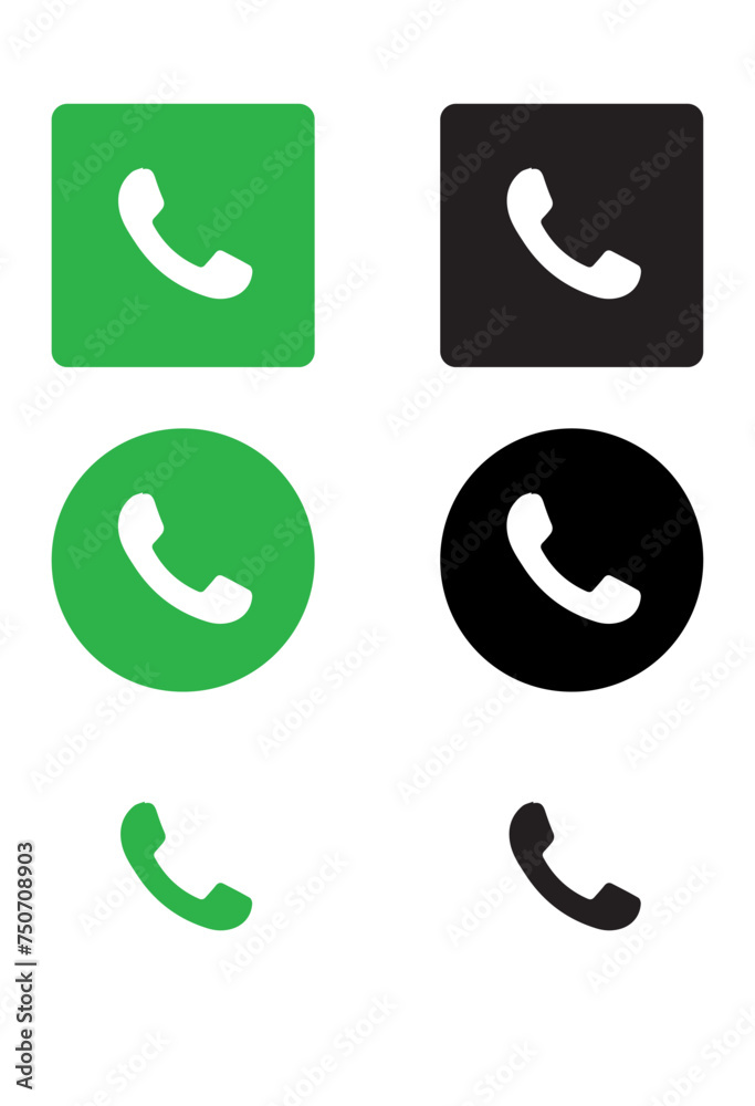 Phone set icons in bubbles Phone set icons in bubbles