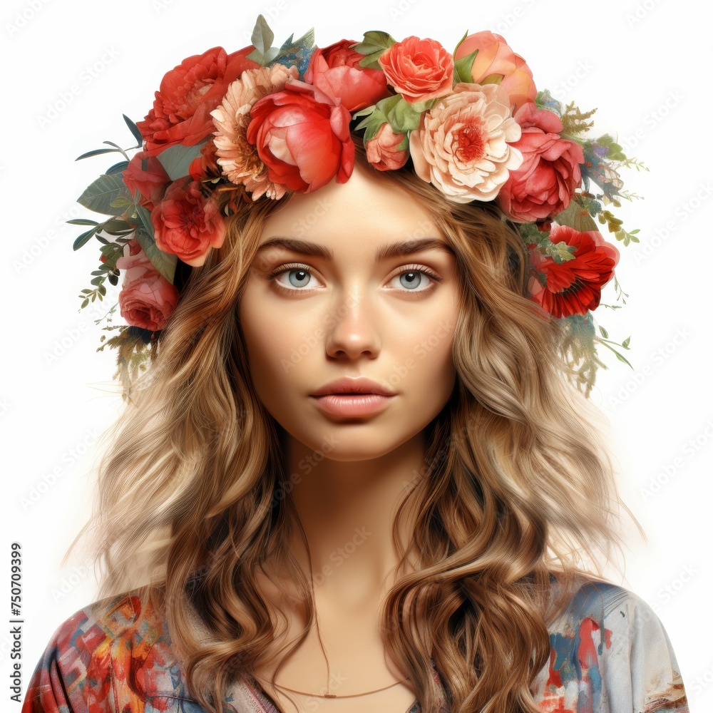 Naklejka premium Woman Wearing Flower Crown