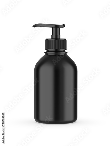 Plastic bottle set with dispenser pump, 3d illustration.