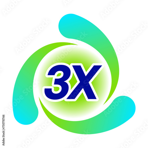 Triple Action, 3x vector icon logo badge