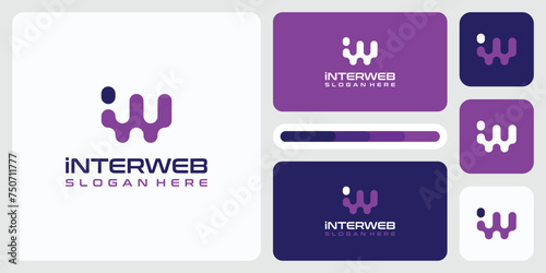 Vector logo design of initials letter I W technology connection with modern, simple, clean and abstract style.