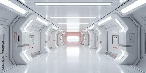 Fototapeta Naklejka Na Ścianę i Meble -  Space station or Sci-fi style futuristic facility external panel surface background. Exterior of scifi device.