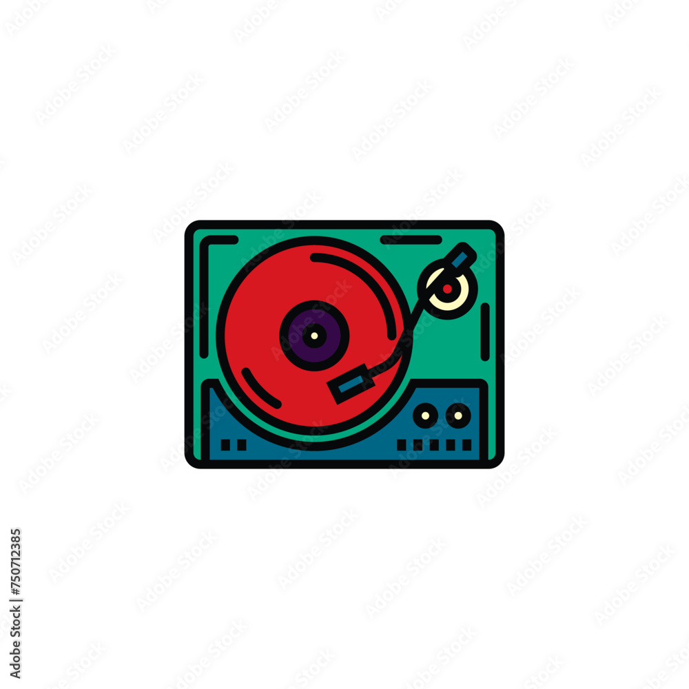 Original vector illustration. The outline icon of the vinyl record player. A design element. Original vector illustration. The outline icon of the vinyl record player. A design element.