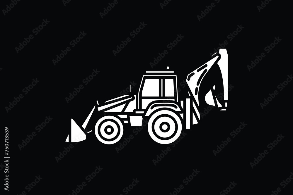 Naklejka premium Original vector illustration. Contour icon of a tractor on wheels, for agricultural and industrial purposes.