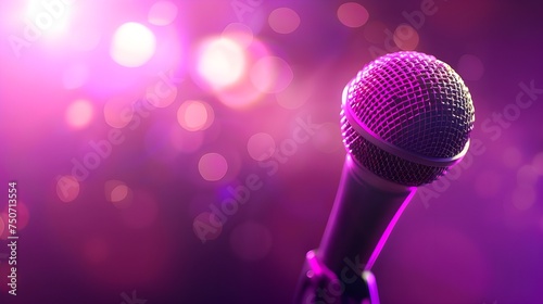 microphone on pink purple background 