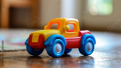 Vivid primary colored plastic toy vehicle for creative preschool play