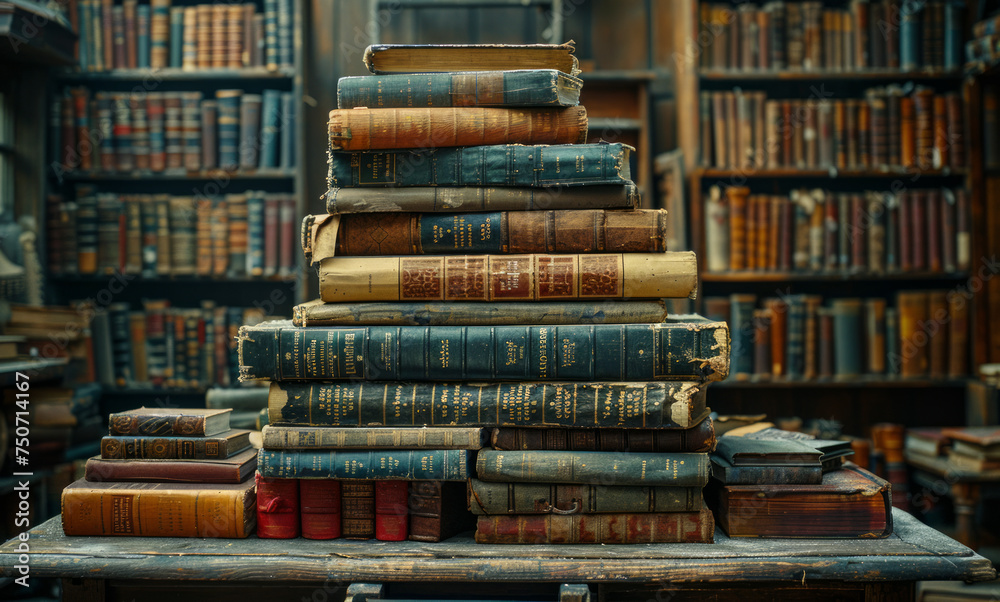 Old books in library Old books in library