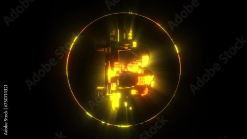 3D bitcoin futuristic gold glow