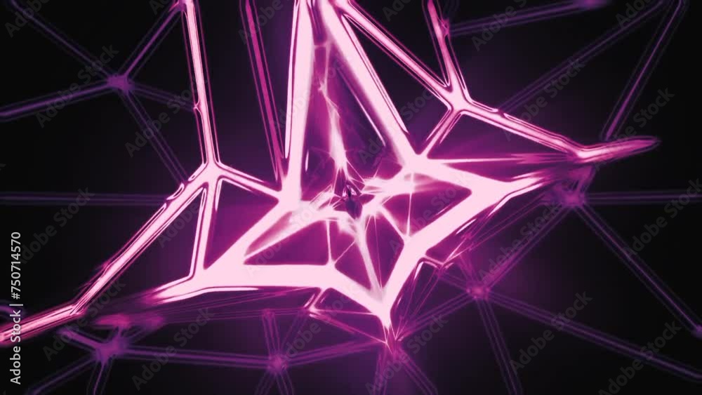 Purple hexagonal lights tunnel animation background 