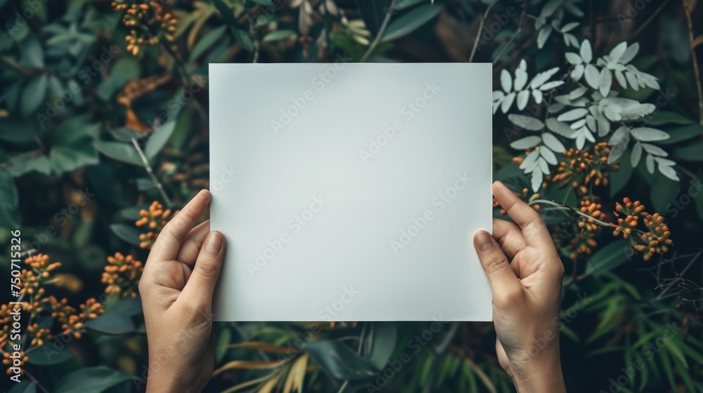 hands are holding a blank sheet of empty paper with a light background hands are holding a blank sheet of empty paper with a light background