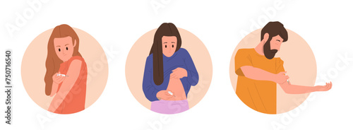 People applying injection from flu, diabetic disease, medical preventive drugs round composition