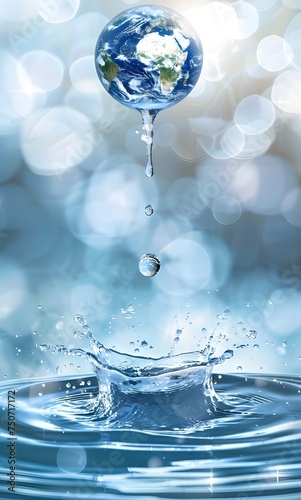 water drop on water with blur background