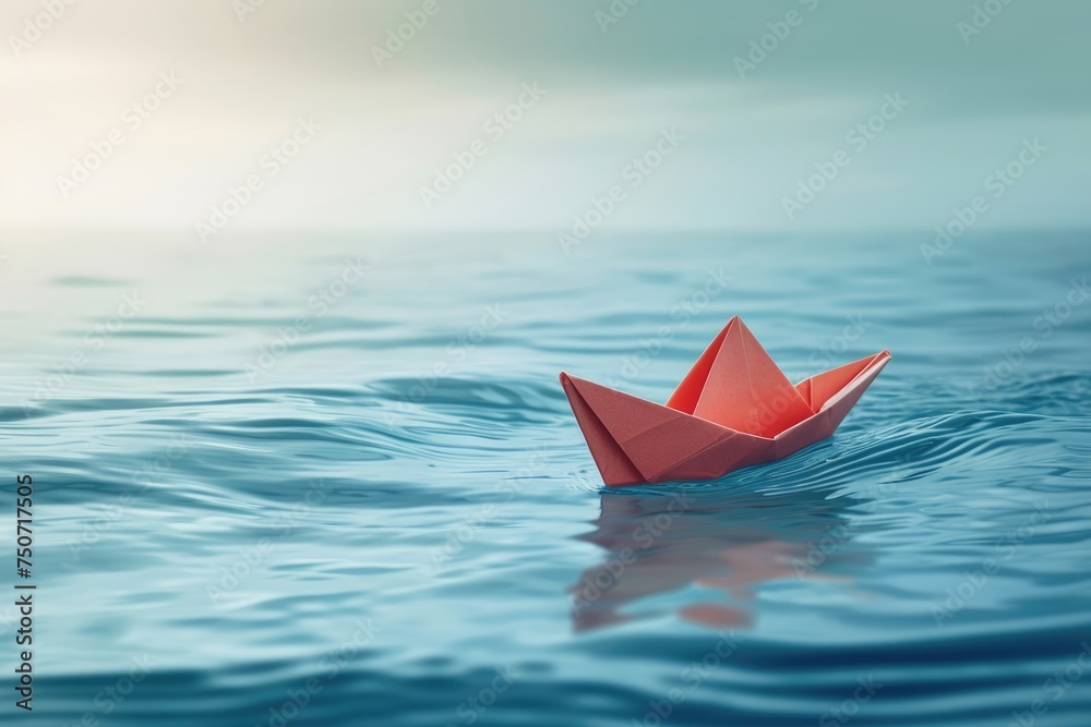 A paper boat sailing on gentle waves