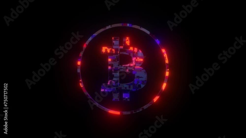 3D bitcoun purple footage
