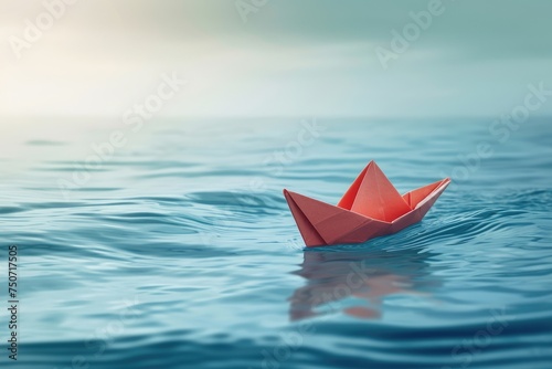 A paper boat sailing on gentle waves © PixelPioneerX