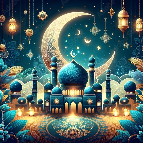 Eid Mubarak Islamic greeting card
