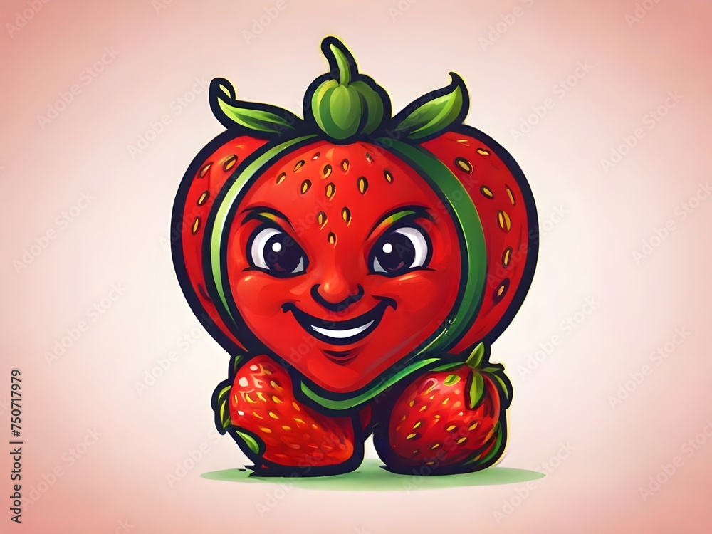 strawberry with a smile illustration