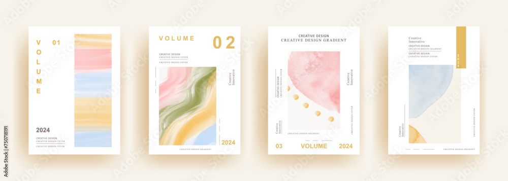watercolor background template vector. Minimalist style posters cover with soft color design. Modern wallpaper design for social media, brochure, flyer, banner