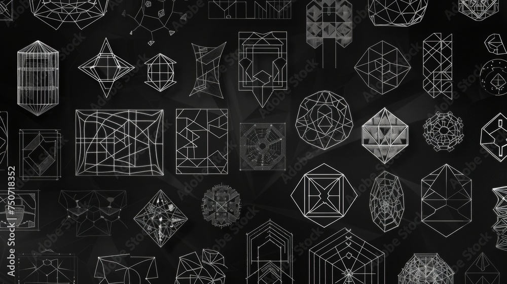 dark background of platonic solids and sacred shapes dark background of platonic solids and sacred shapes