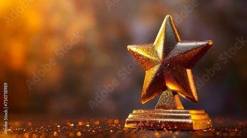 Golden star trophy sparkles, a symbol of triumph photo