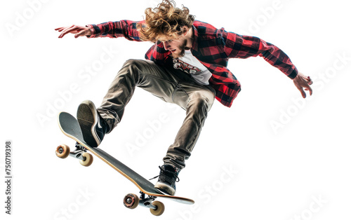 Mastering Style with Frontside Skateboard Tricks On Transparent Background.